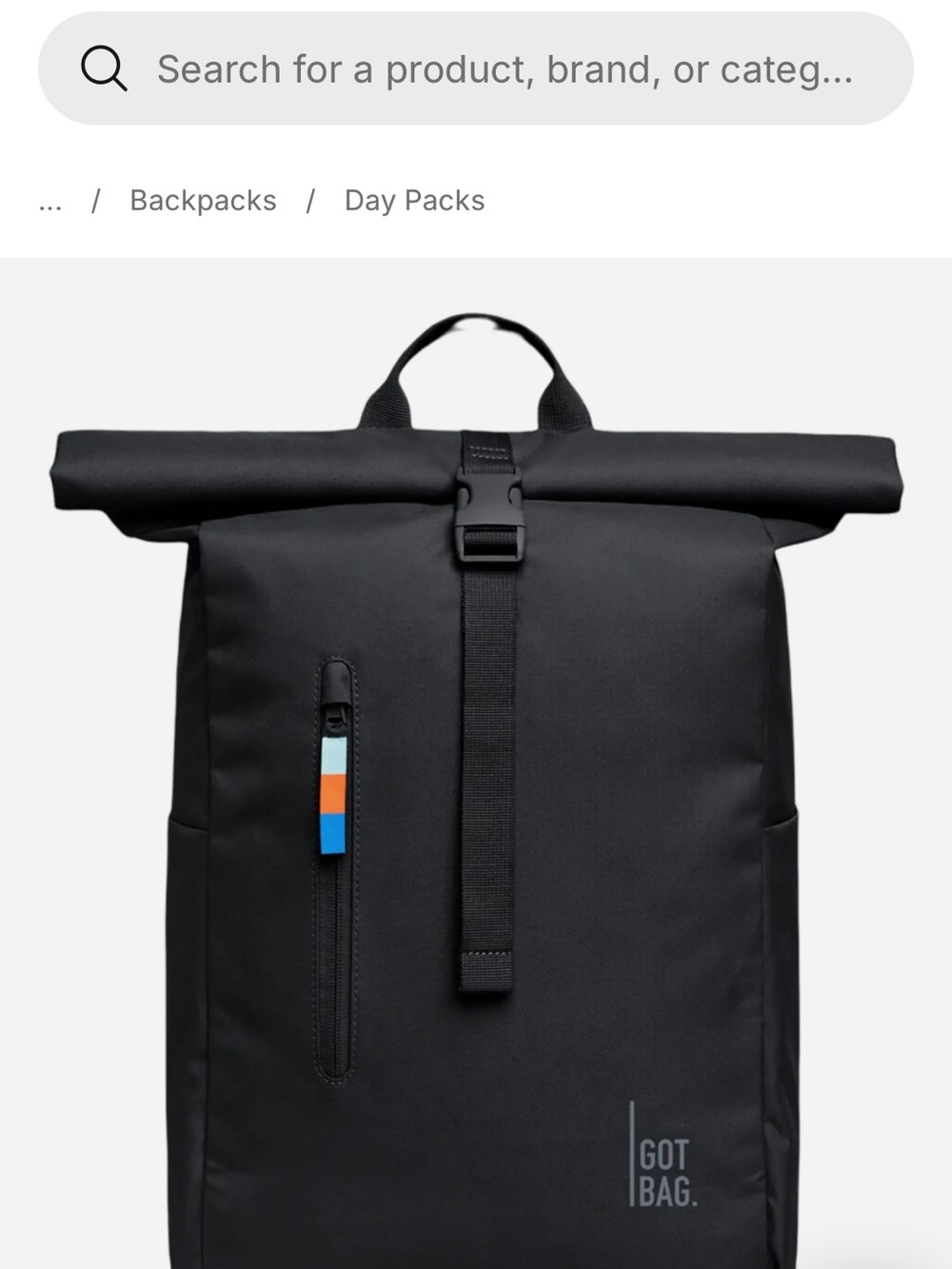 Got Bag Black Roll-Top Backpack — Minimal Everyday Carry